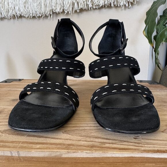 Impo The Uptown Black Suede Leather Triple Strap Spool Low Heel Sandals Size 8M - Picture 5 of 17